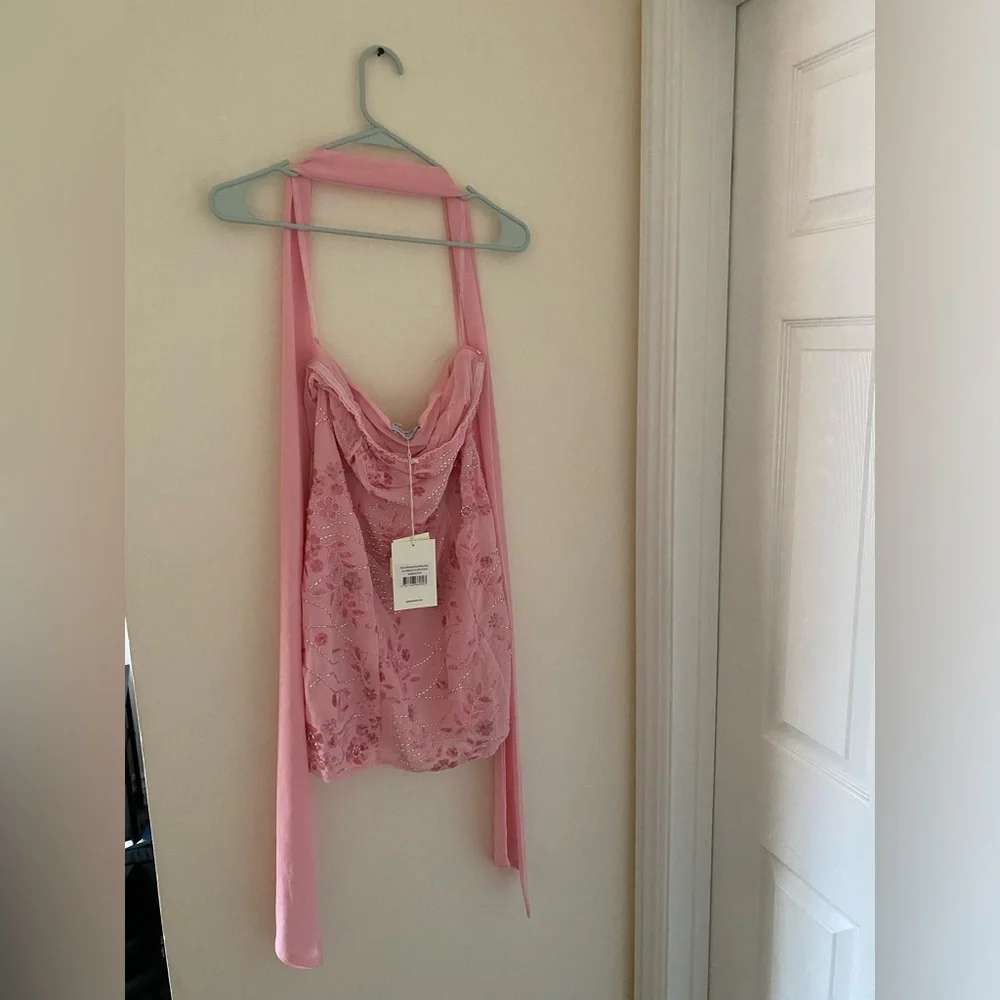 Beautiful Peppermayo pink strapless beaded mini scarf dress new with tag - Picture 6 of 6